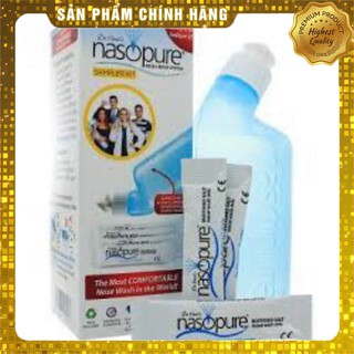 Bộ dụng cụ rửa mũi xoang NASOPURE (gồm Bình xịt 8oz ~ 240ml và 4 gói muối x 3.75g) (Made in USA)