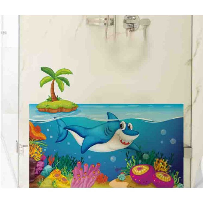 Decal Dán Kính Cao Cấp - Cá Mập Lớn ( 60x58cm )
