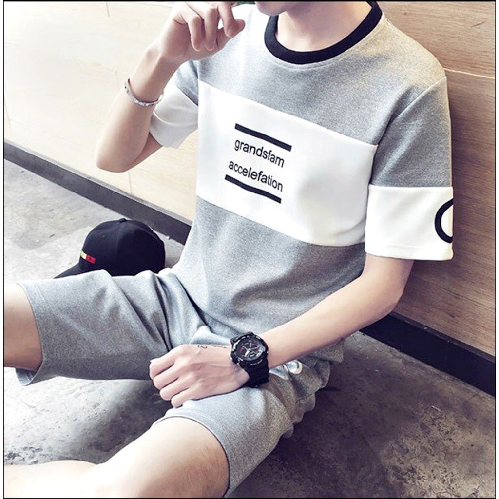 Set đồ bộ quần áo thể thao nam GRAMSFAM ACCELEFATI0N nam tính mặc ở nhà, đồ ngủ vải đẹp mềm mịn mát mẻ co giãn tốt.