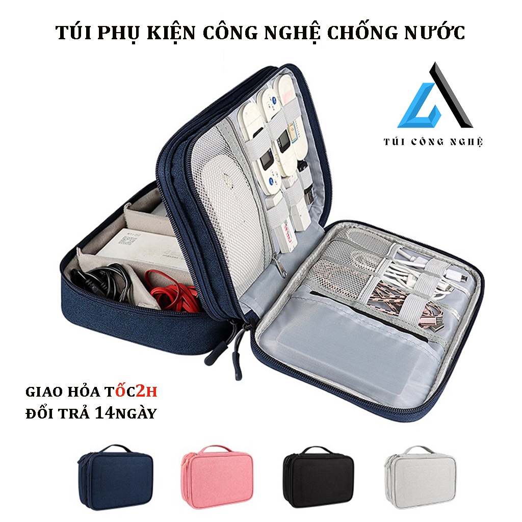 Túi Đựng Phụ Kiện Điện Tử Chống Nước Chống Sốc, Bộ Sạc Laptop, Dây Cáp Sạc, Pin Dự Phòng, Đồ Trang Điểm, Mỹ Phẩm
