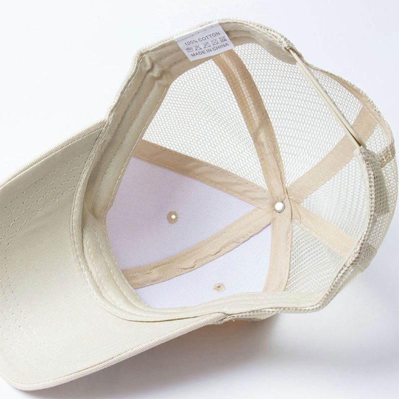 Mũ Lưỡi Trai Vải Cotton Màu Trơn Phối Lưới Thoáng Khí Lưng