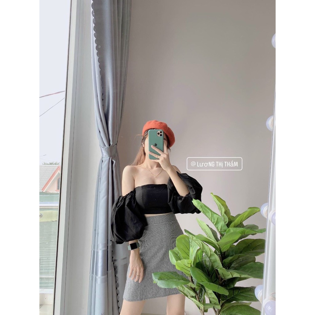 Áo croptop cúp ngực tay phồng ❤️