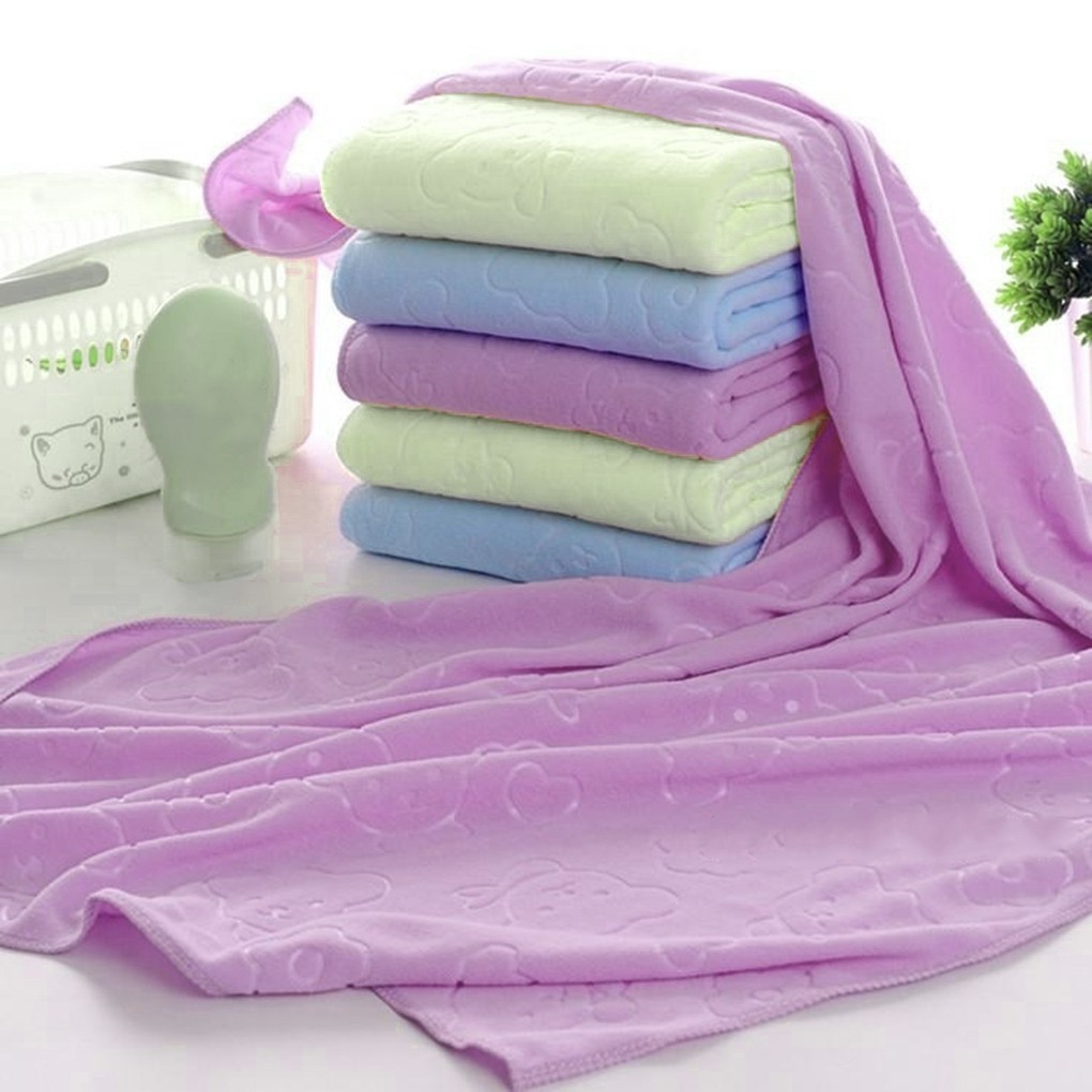 Khăn Tắm 70x140 cm Sợi Tổng Hợp, Hình Gấu Bông Nhanh Khô, Thấm Nước Tốt