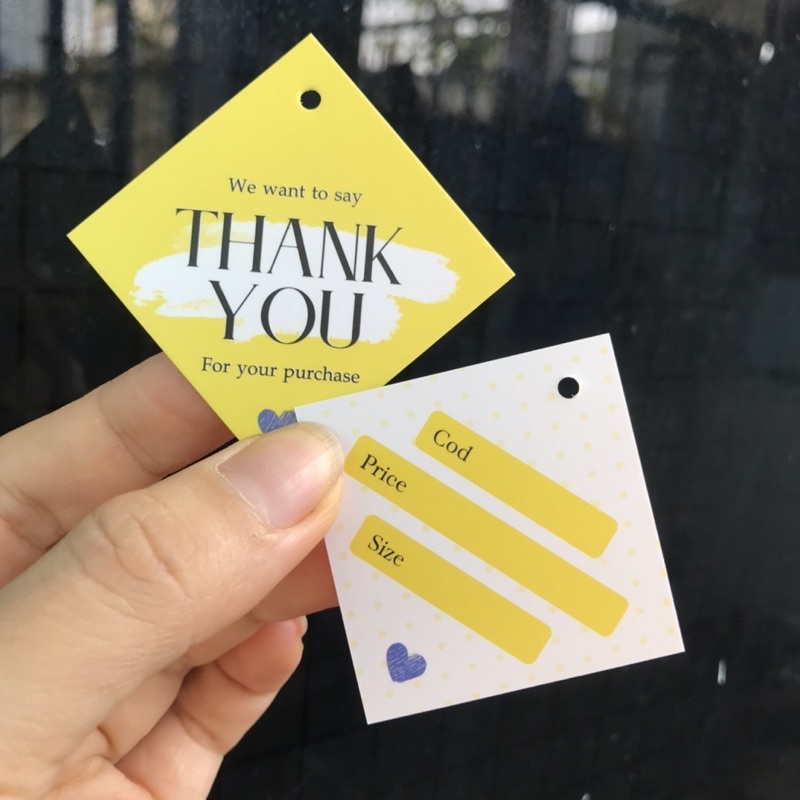 100 cái Tag Quần Áo, Mác Treo Quần Áo, Thẻ Treo Thời Trang Size 4,5x4,5cm Có Đục Lỗ , Chất Liệu C300 mẫu 2