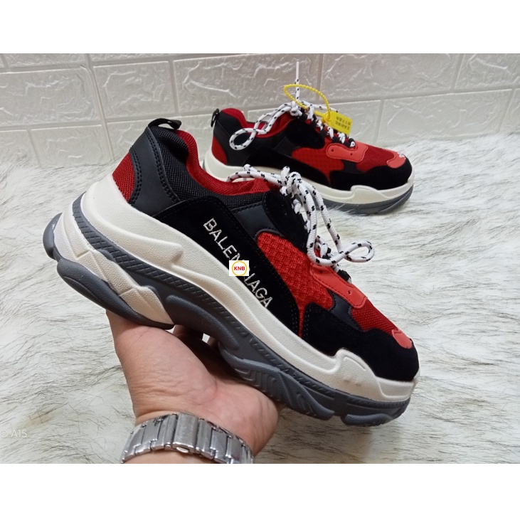 [Tặng tất + Freeship] GIÀY BALENCIAGA Triple S thể thao nam nữ sneaker cao cấp đỏ mix đen, size 36-43....