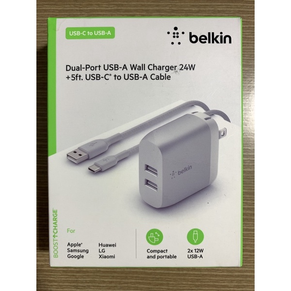 Bộ sạc Belkin 24W kèm cáp USB-C to USB-A 1.5m