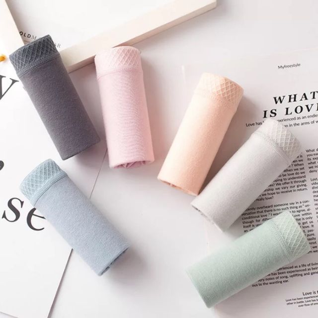 Quần lót cotton cạp lưới - quần lót nữ trơn màu phong cách HQ dễ thương 002