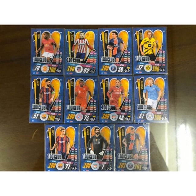 Set 11 Thẻ In Match Attax Câu Lạc Bộ 100 Mùa Giải 2020-2021 (Kèm Sleeves)