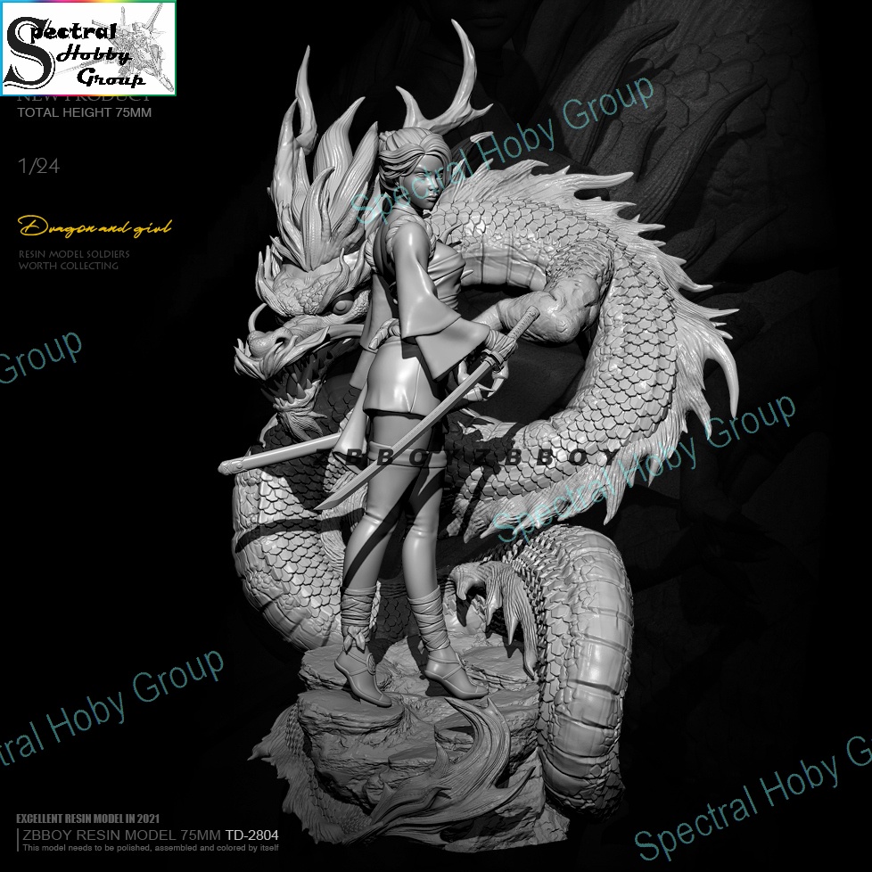 Mô hình nhựa Resin 75mm Dragon Girl TD2804