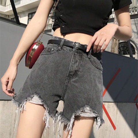 Quần Short Jean Rách Lưng Cao Phong Cách Hàn Quốc