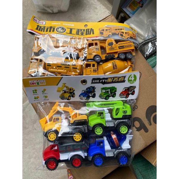SET 4 Ô TÔ ĐỒ CHƠI CÔNG TRƯỜNG CHO BÉ