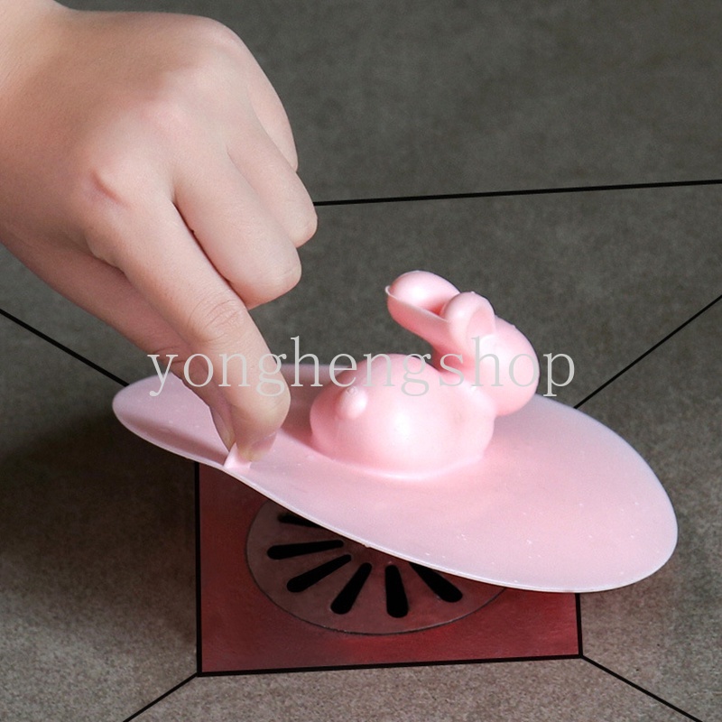 Nắp đậy cống thoát nước hình tròn bằng silicone đính chú thỏ đáng yêu chống côn trùng