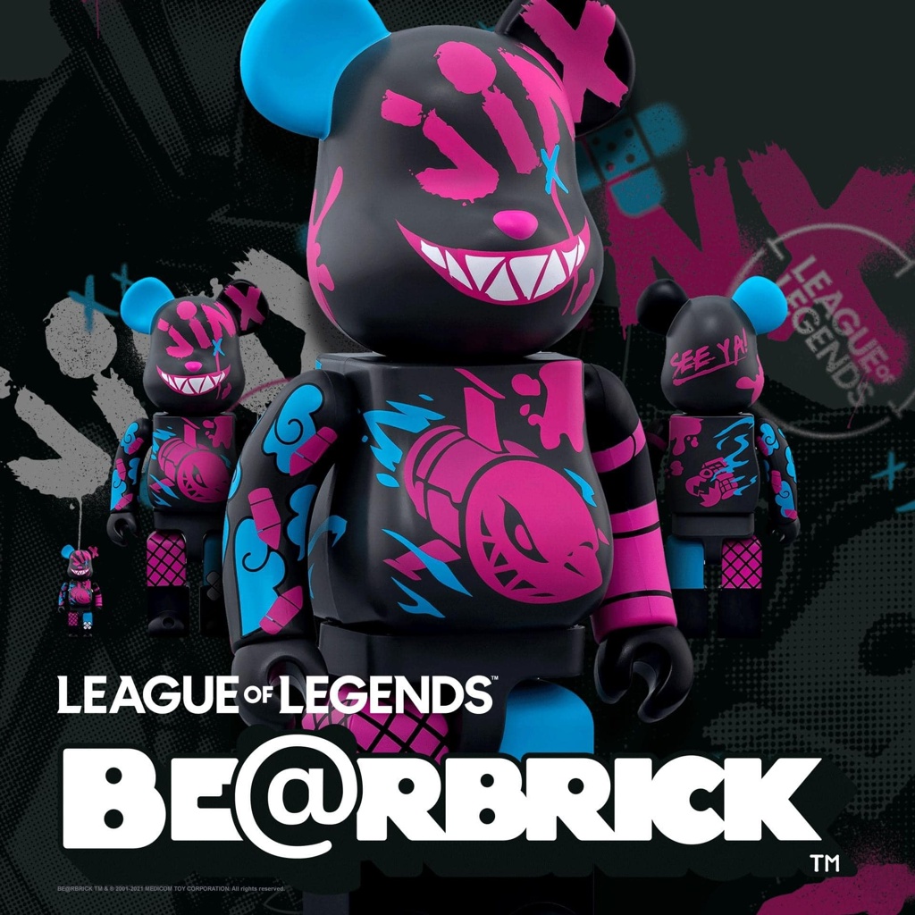 Mô hình trưng bày decor Bearbrick × LOL Jinx 100% &amp; 400%