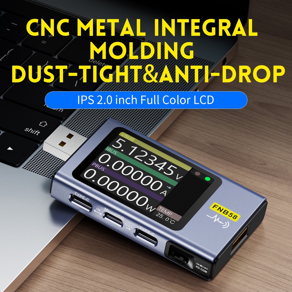 Usb Kiểm Tra Dòng Điện Sạc Nhanh Loại C Hiệu FNIRSI-FNB58