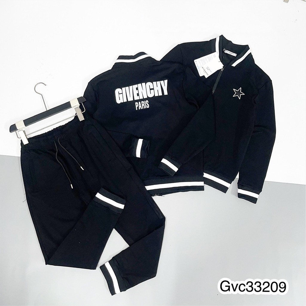 Bộ nỉ Givenchy áo dáng bomber thêu hình ngôi sao_bộ nỉ nam ống bo chun