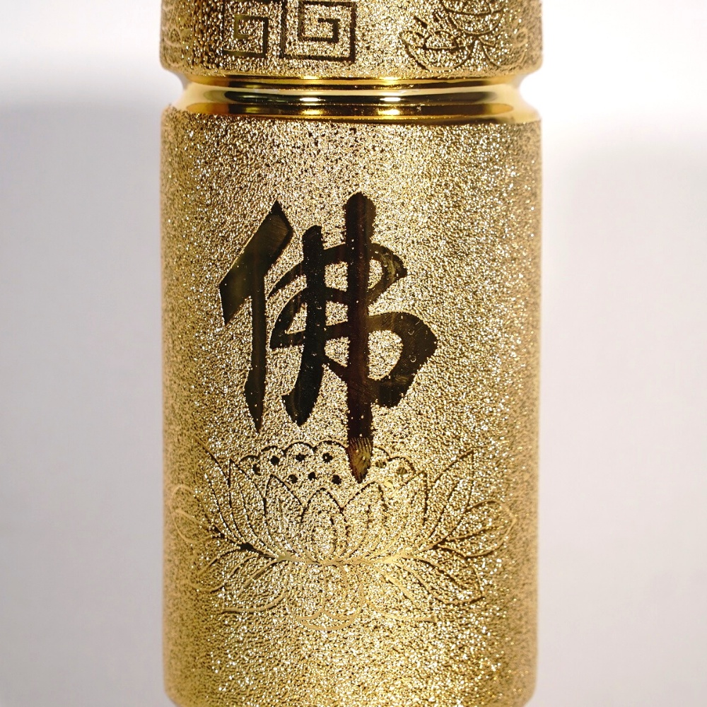 Ống nhang gốm sứ kim sa vàng đặt bàn thờ cao cấp - Cao 18cm