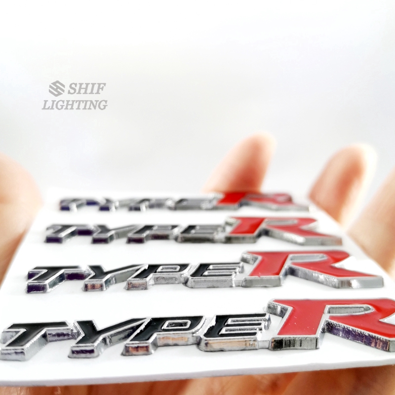 4 x Small Metal TYPER TYPE R Letter Car Auto Rear Side Steering Wheel Emblem Badge Sticker Decal Civic