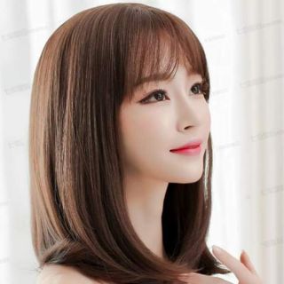 Tóc giả nguyên đầu cúp thẳng ngang vai chất lượng + TẶNG KÈM LƯỚI TRÙM ĐẦU ( Ảnh thật cuối ảnh)