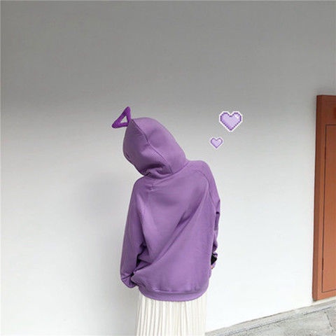 Áo khoác sweater bằng vải lông dáng rộng có ăng ten màu tím thời trang thu đông cho nữ sinh 10.13 | BigBuy360 - bigbuy360.vn