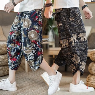 Quần Lửng Cotton Lanh Phong Cách Dân Tộc Thái Lan Nepal Thời Trang Đi Biển Mùa Hè Cho Nam