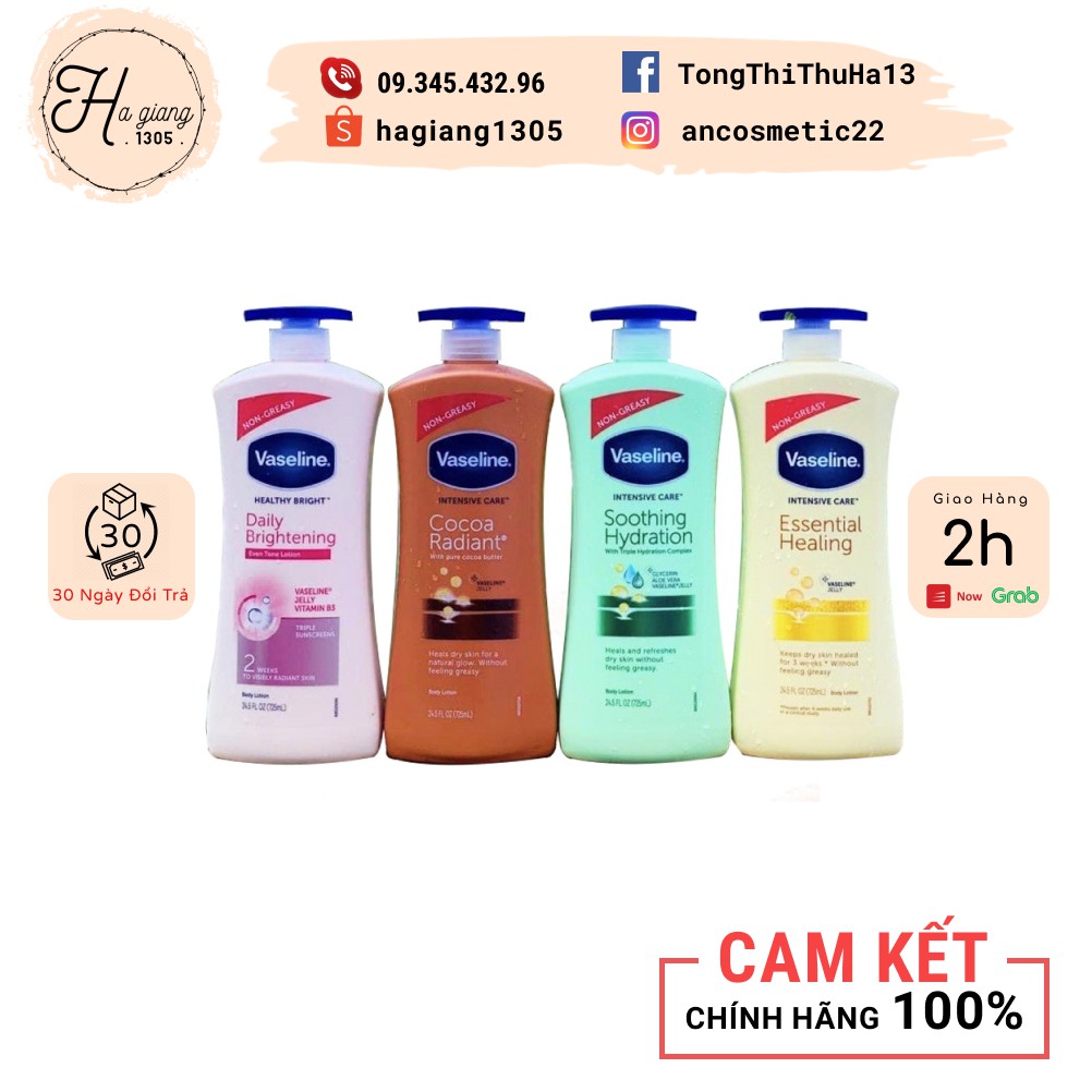 Sữa dưỡng thể trắng da toàn thân Vaseline 725 ml của Mỹ