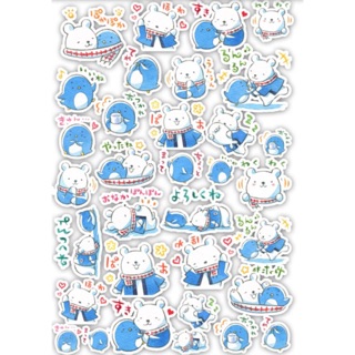 Sticker mini khổ A4 gấu trắng chim cánh cụt