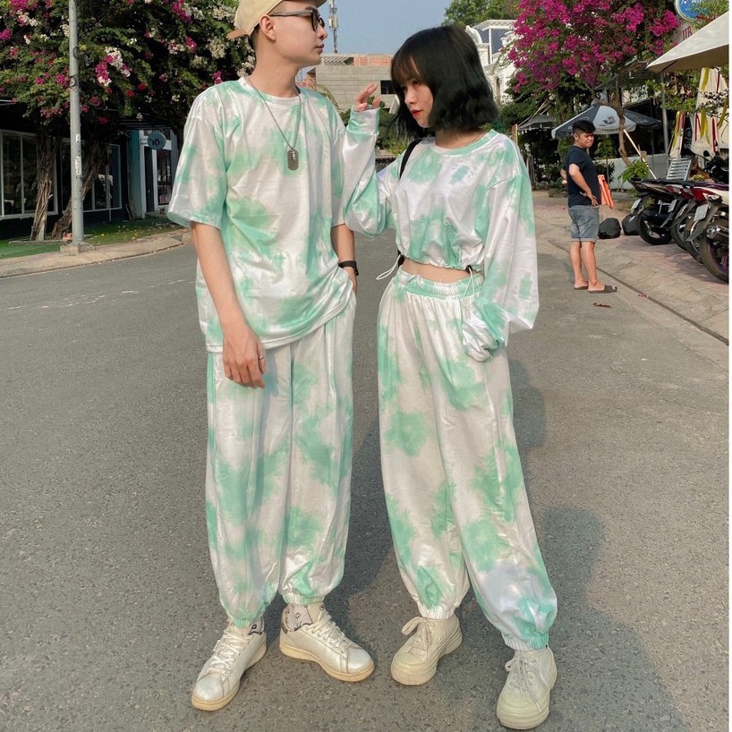 Quần Jogger 3D Ulzzang Unisex Jogger Loang Màu Bo Lai Xanh Lá - MM