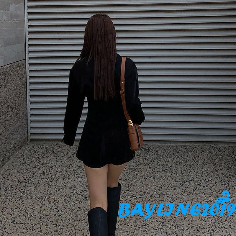 Áo Sơ Mi Dài Tay Cổ Bẻ Cài Nút Màu Trơn Ôm Eo Cho Nữ