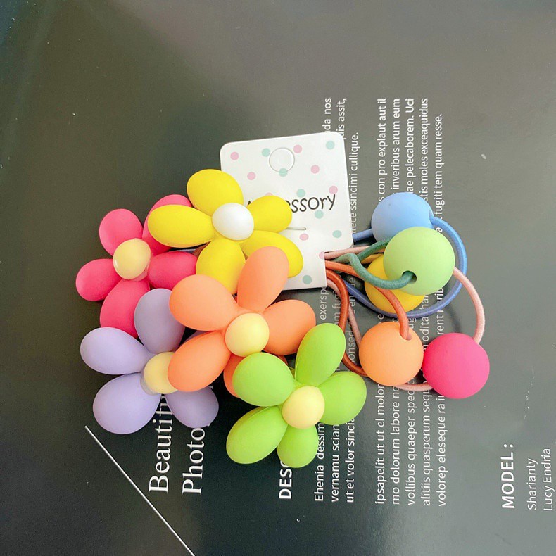 Set 5 Dây Cột Tóc Co Giãn Nhiều Màu Sắc Cho Bé Gái
