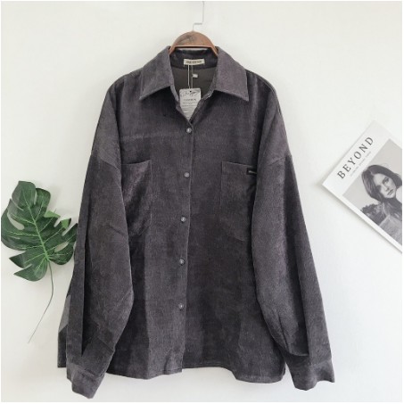 Sơ mi nhung tăm Ulzzang - Áo khoác nhung tăm, áo sơ mi ulzzang - Áo sơ mi nữ SM01 | BigBuy360 - bigbuy360.vn
