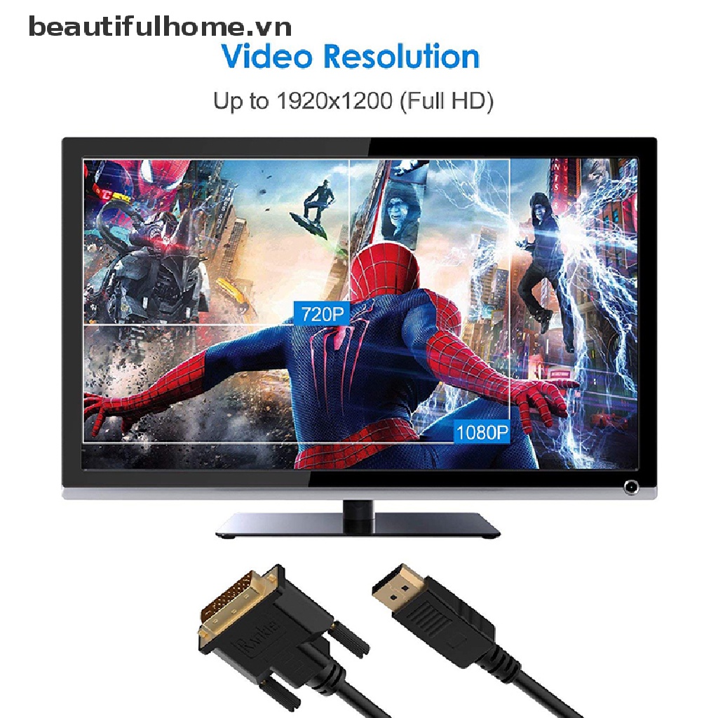 Dây Cáp Mạ Vàng Dài 6 Feet Dp Sang Dvi-D Hd 1080p