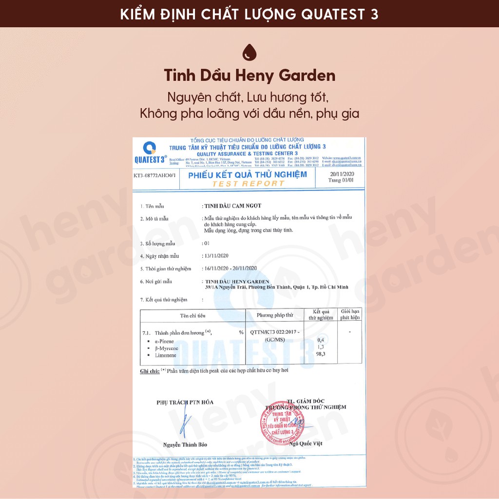 Tinh Dầu Thơm Phòng Thiên Nhiên 32 MÙI Organic Làm Nến Thơm HENY GARDEN 10mL