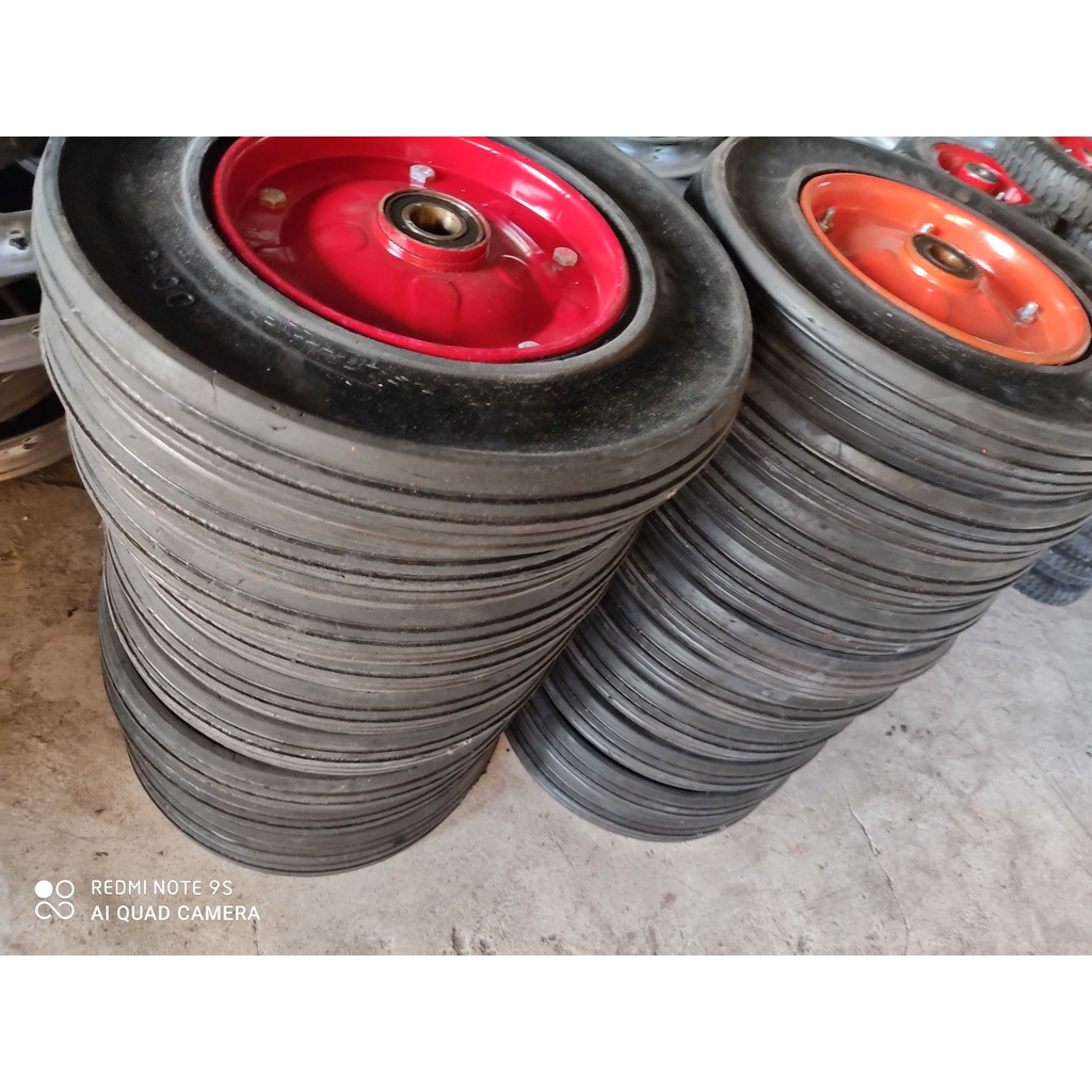 Bánh xe trộn bê tông 400-8 Đã có bi  Bánh xe đặc đường kính 35cm p35 Bánh xe cao su