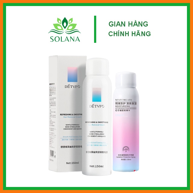 Kem tẩy lông chân DÉTVFO 150ML chai xịt bọt nano tẩy lông nách lông chân tay hiệu quả lành tính không gây đau rát SOLANA