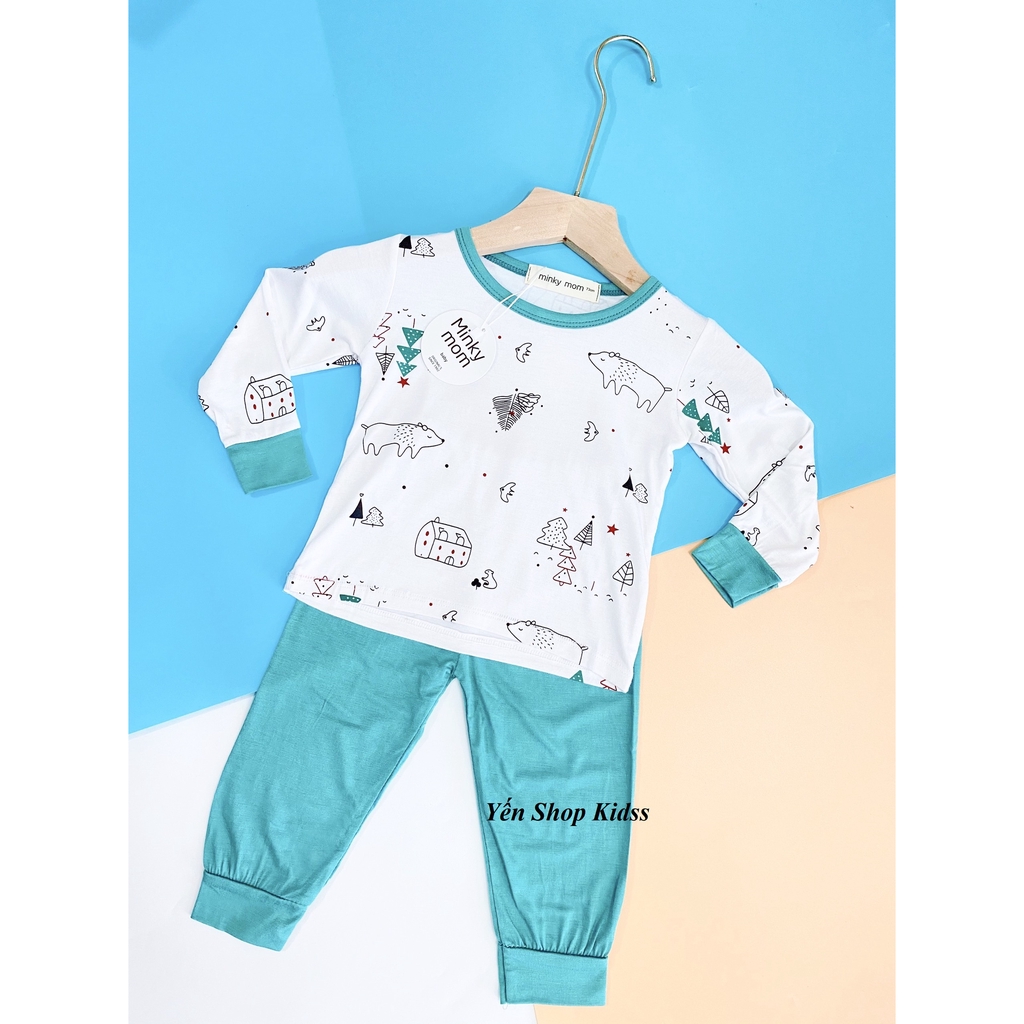 Bộ Dài Tay Minky Mom Họa Tiết Động Vật Nền Trắng Dễ Thương Cho Bé (6-19kg) (SP001237 )