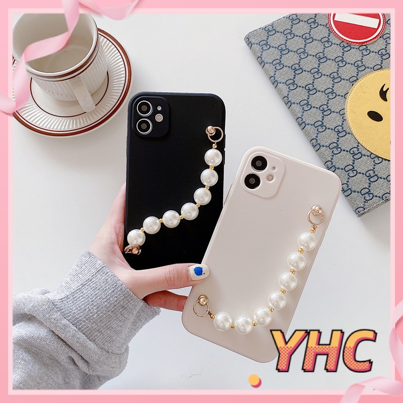 ốp iphone Đính Ngọc Trai Có Dây Đeo Tay tương thích iPhone 6/S6/6S/6splus/7/7plus/8/8plus/X/xs/xr/xsmax/11/12/13/Pro/Max/Plus/Promax-链019