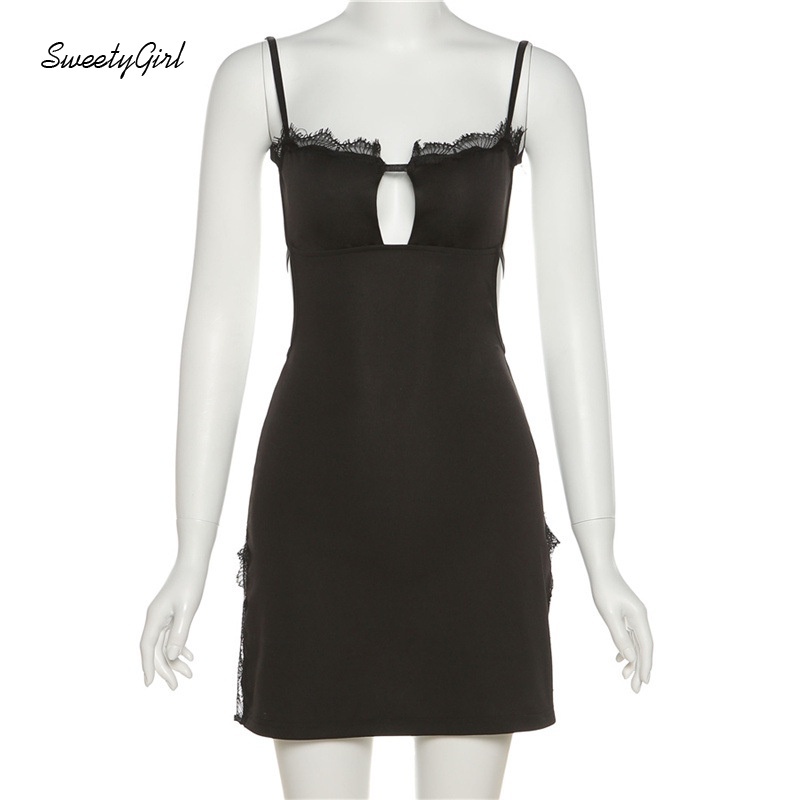 Đầm Mini Hở Lưng Màu Trơn Phối Ren Thời Trang Quyến Rũ Cho Nữ