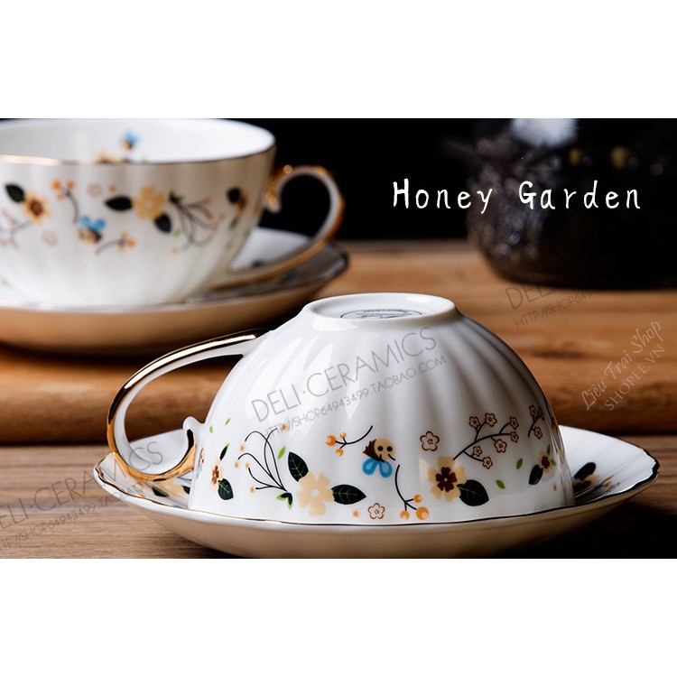 Ly cốc tách cafe cà phê  trà sứ xương phong cách Bắc Âu thanh lịch vườn ong Honey garden Nordic style