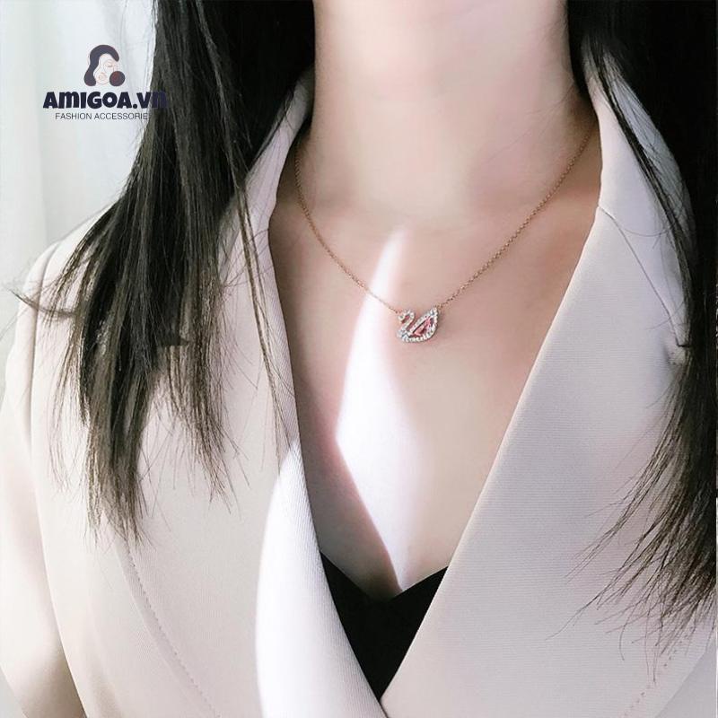 ✨✨Dây chuyền nữ mặt thiên nga đính đá zircon lấp lánh vòng cổ nữ mạ titan thiết kế xinh xắn trẻ trung phong cách Hàn Quốc