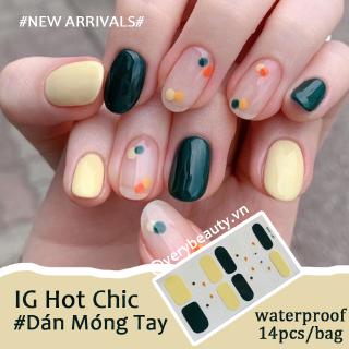 Bộ 14 Miếng Dán Móng Tay Chống Thấm Nước Kiểu Hàn Quốc Sáng Tạo