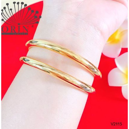 Lắc tay trơn mạ vàng nữ, Vòng Bọng có khóa cài cao cấp L127 Namoo Jewelry