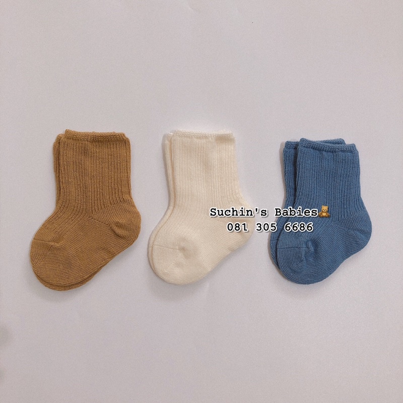 Set tất trơn 3 đôi cho bé Suchin TKID0016