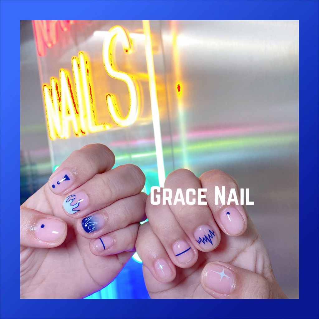 Nhãn Dán Móng Tay Hình Mặt Cười/Mặt Cười Klein Xanh