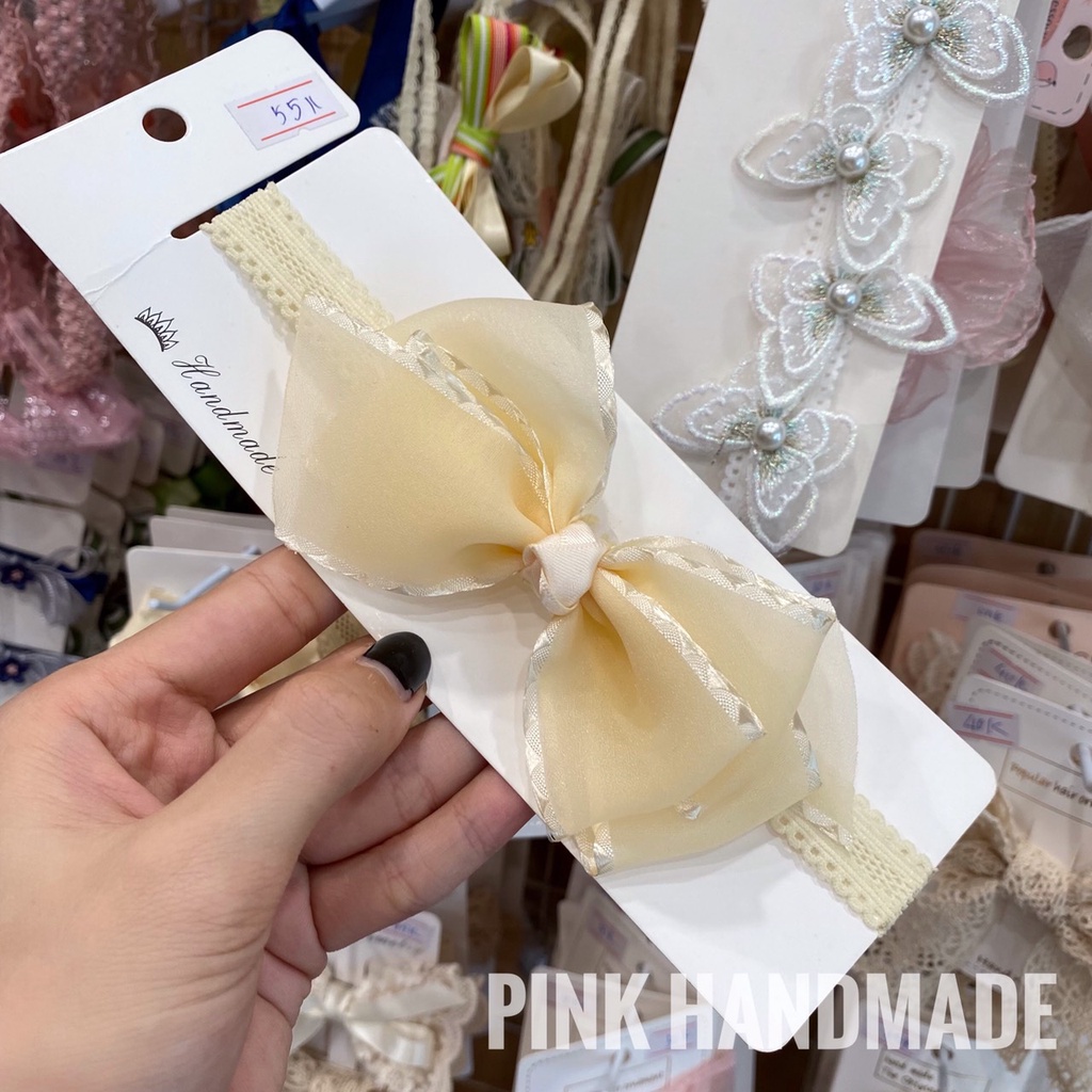 Băng đô turban nơ voan handmade cho bé