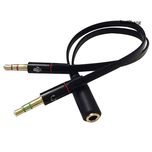 -SPQ- 3.5mm AUX Audio Mic Splitter Cable Earphone Headphone Adapter Female to 2 Male