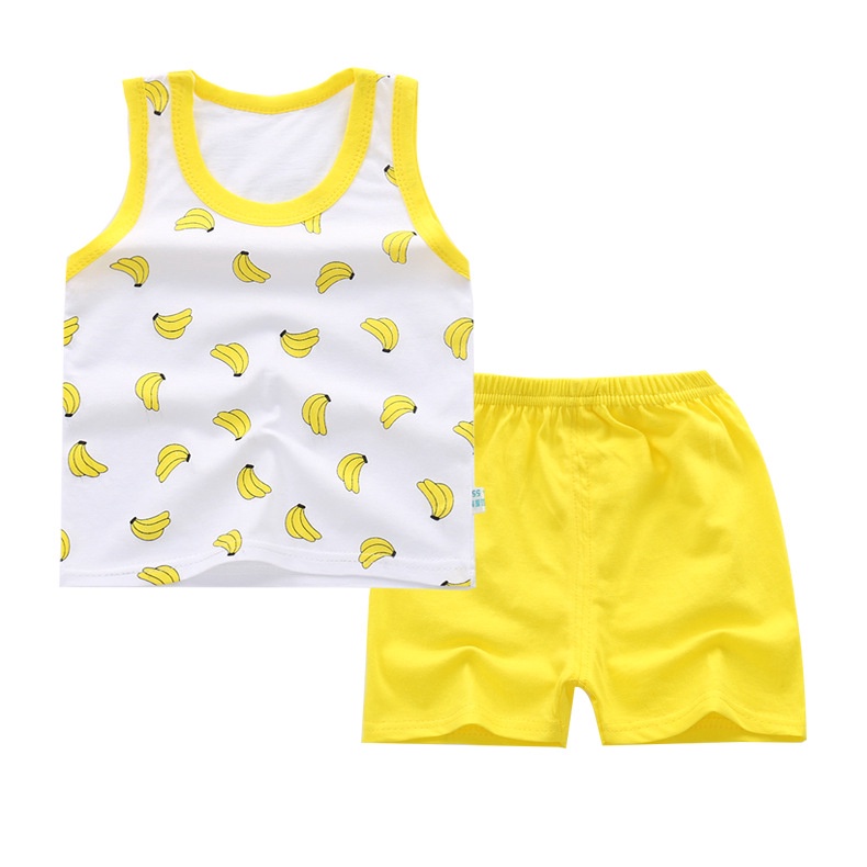 Bộ Áo Sát Nách In Hoạt Hình + Quần Short Cho Bé