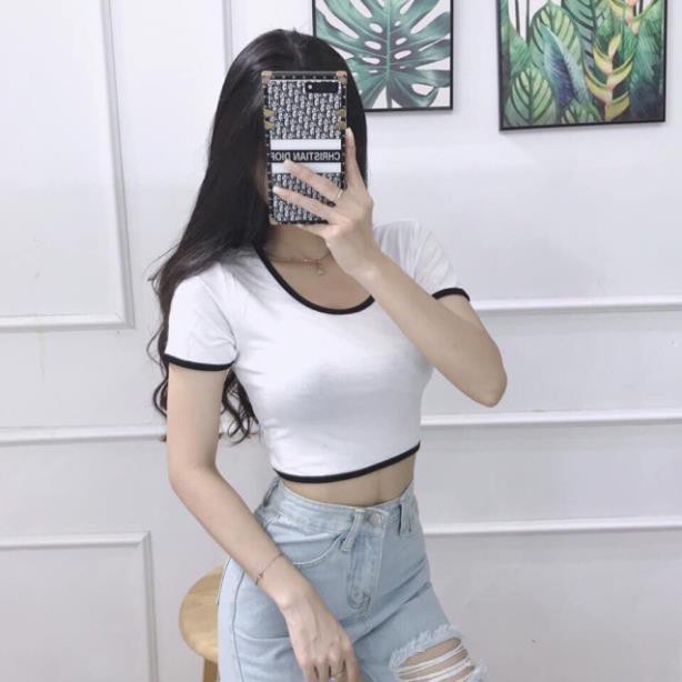 Áo Croptop nữ Tay ngắn  cổ vuông ôm body, Croptop ngắn tay trẻ trung - ACTN02 | BigBuy360 - bigbuy360.vn