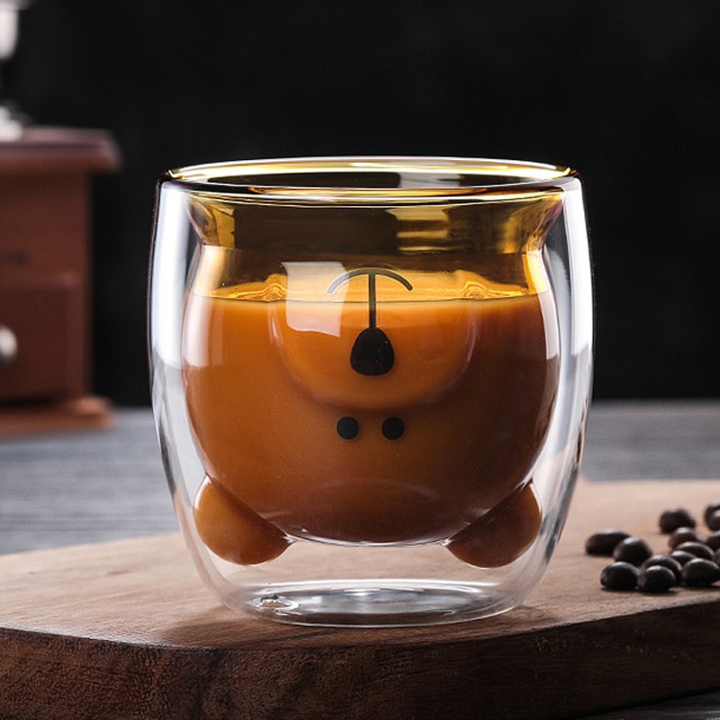 Ly thủy tinh chịu nhiệt hình gấu - 2 lớp