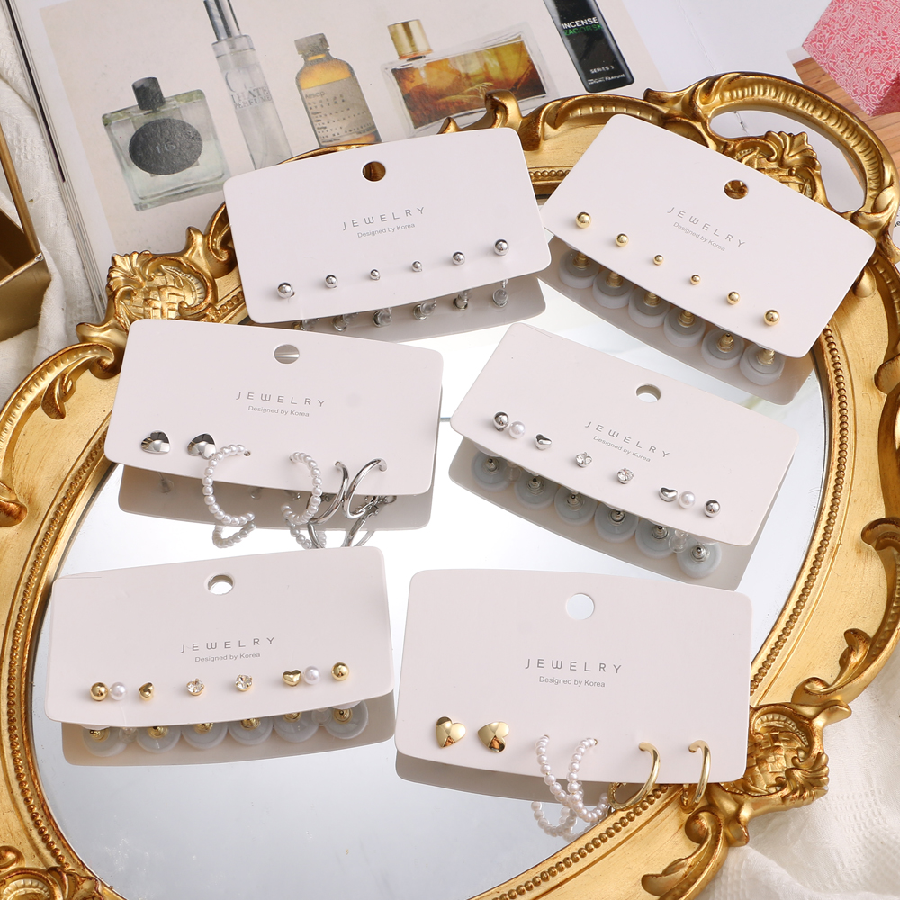 Set khuyên Tai Hình Tròn Trái Tim Phong Cách Hàn Quốc Thời Trang Nữ Đơn Giản