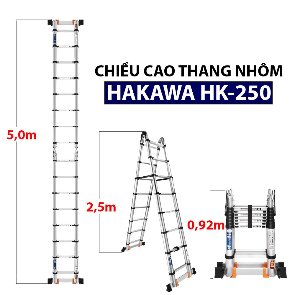 Thang rút đôi cao cấp chính hãng  HAKAWA - HK-250 - Sản phẩm chính hãng - Bảo hành 2 năm chính hãng